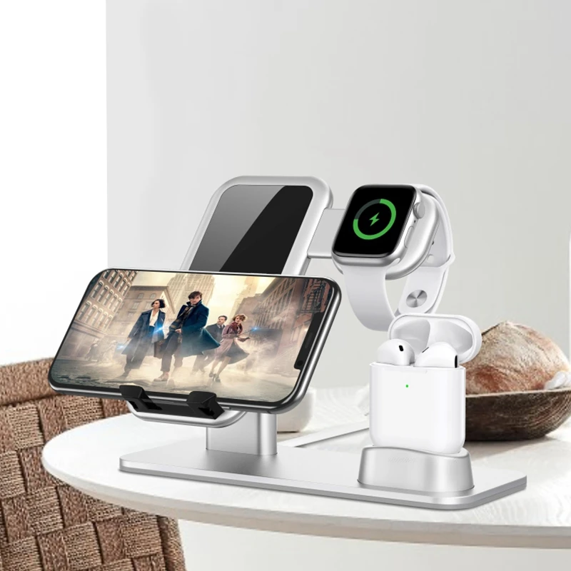 3 в 1 Подставка для зарядки совместим с наручных часов IWatch серии 5/4/3/2/1 airPods и IPhone 11/Xs/X Max/XR/IPhone X/8/8 Plus/7/7 Plus/6 S/6 S Plus