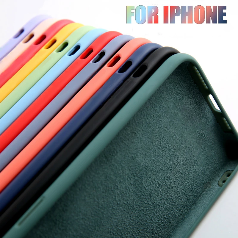

Original Liquid Silicone Luxury Case For Apple iPhone 11 Pro Max 7 8 6 6S Plus XR X XS MAX 5 5S SE Back Cover Shockproof Case