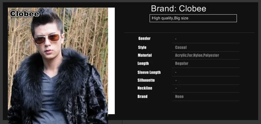 Jaqueta Masculina Men Faux Fur Coat Jackets Artificial Fur Collar Plus Size Thick Fluffy Outwear Black Casual Overcoat X818