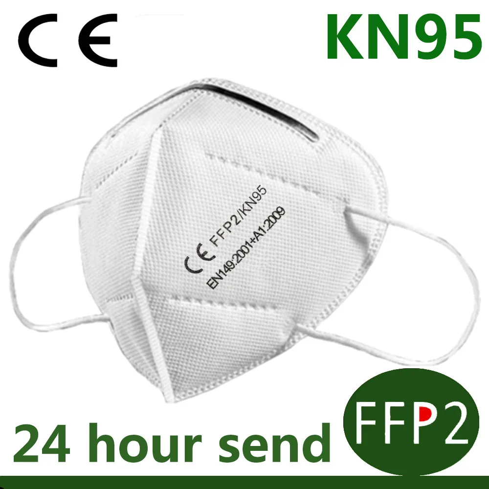 Mascarilla facial FFP2 KN95 reutilizable, máscara respiradora antipolvo PM2.5 con válvula de contaminación, con filtro, 100 Uds.