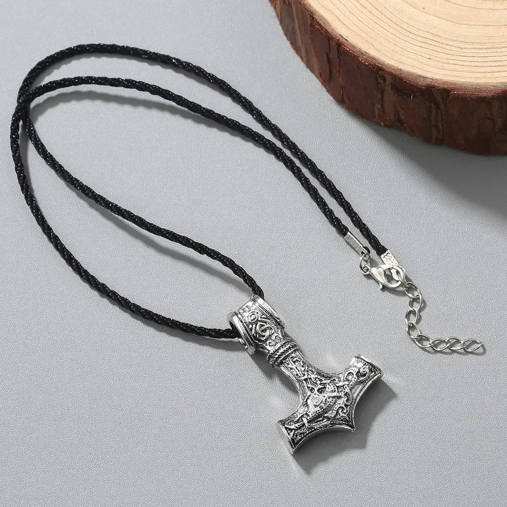 QIAMNI Винтажные Ювелирные украшения для мужчин норвежский викинг Thor's Hammer Knot Wolf Mjolnir амулет-подвеска славянские аксессуары в стиле панк чокеры