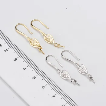 

RUNZHUQIYUAN DIY pearl accessories: empty support S925 sterling silver pearl earrings with 8-11mm round elliptic beads