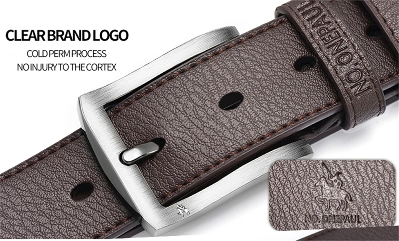 leather belt for men NO.ONEPAUL for men new fashion classice vintage pin buckle men belt High Quality cow genuine leather luxury strap male belts tiger belt