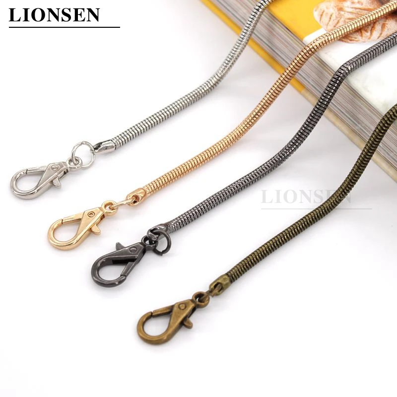 Lionsen-correa de cadena de repuesto para bolso, cadena de reemplazo de serpiente de 120cm/0,42 cm, cierre de eslabones de Metal, bolso con asa, bolso cruzado de hombro