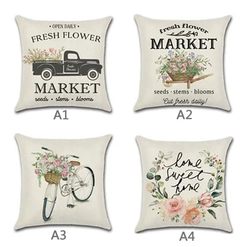 

18x18 Inch Easter Pillow Covers For Home Decor Spring Elements Truck Decor Easter Throw Pillows Decorative Cushion Pillowcases7