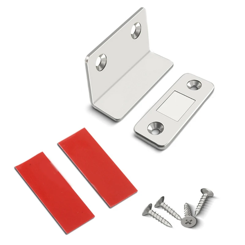 L-shaped Invisible Magnetic Door Catch Drawer Magnet Catch for Close Sliding Door Cabinet Cupboard with Mounting Screws Adhesive magnetic cabinet catches door catches magnetic cabinet latches cabinet door latch