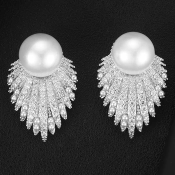 

GODKI Fireworks Shell Pearl Stud Earrings for Women Wedding CZ Brincos boucle d'oreille 2020 Bohemia Jewelry HOT