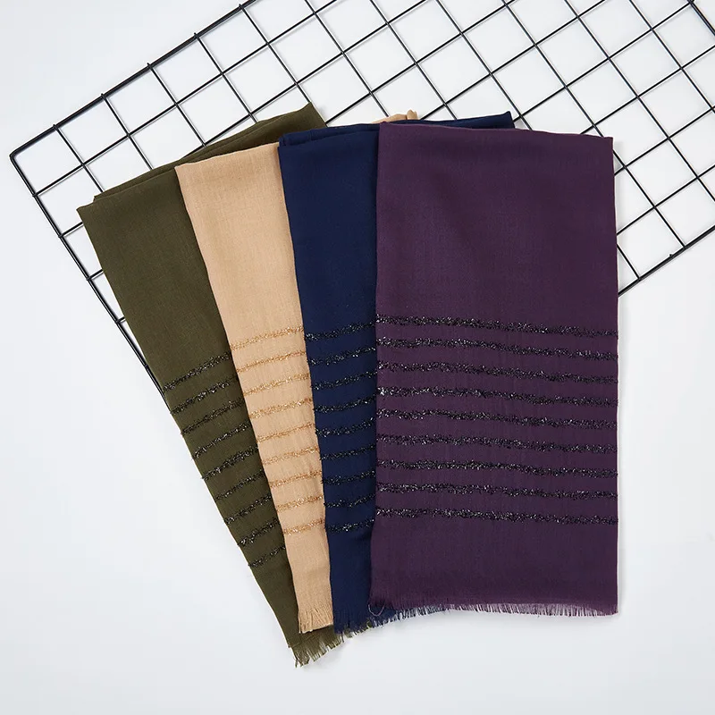 80*180 см мусульманский женский шарф хиджаб хлопок лен шаль в полоску исламский головной убор палантин шарф длинный шарф мягкий платок тюрбан