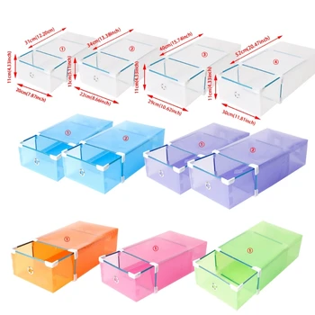 

Foldable Plastic Transparent Drawer Case Shoe Storage Stackable Box Organizer