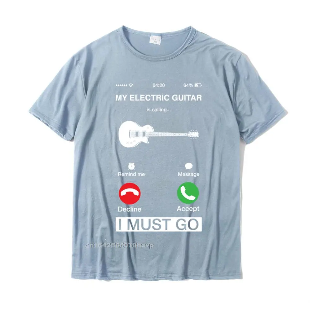 Print Tshirts Plain Short Sleeve Funny Cotton Round Neck Men's Tops Shirt Simple Style Tops & Tees Summer/Fall My Electric Guitar Is Calling And I Must Go Pun Phone Screen Long Sleeve T-Shirt__18407. light