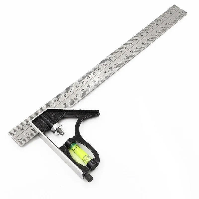 

300mm(12") Adjustable Engineers Combination Try Square Set Right Angle Ruler Stainless Steel Multi-Functional Measuring Tool P10