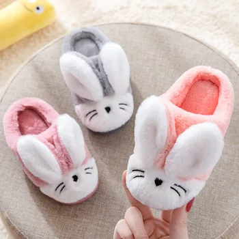 

Winter kids slippers Cartoon Candy color lovely cat platform Home slippers children 2019 Warm Thicken indoor non-slip girl baby