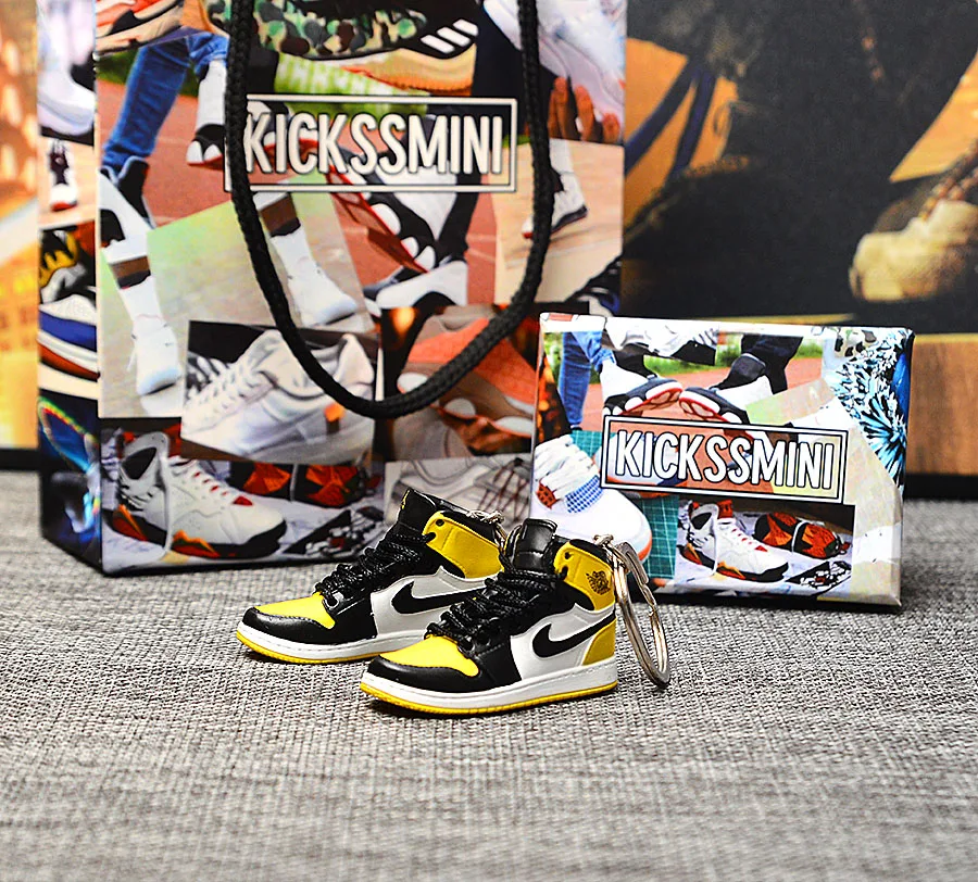 Персональный DIY Jordan Generation AIR JORDAN 1 chicago 3D кроссовок фигурный брелок сумка Подвеска парный брелок - Цвет: a pair w metal  ring