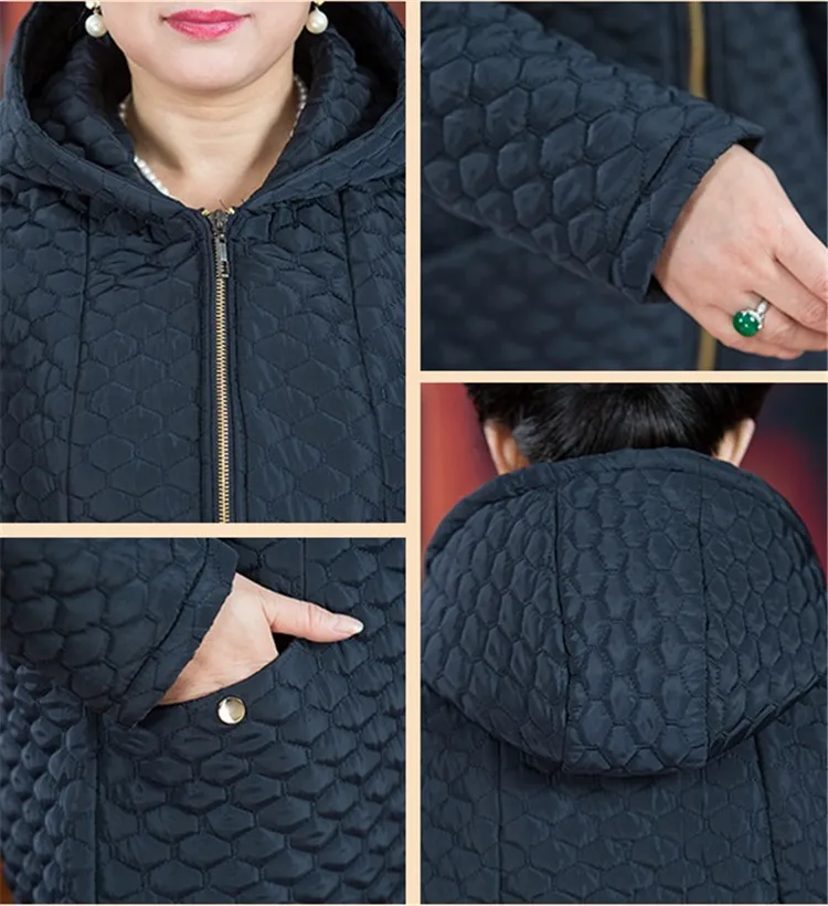 Зимняя женская парка среднего возраста, большие размеры 8XL, утепленная верхняя одежда с флокированием, женские теплые пальто с капюшоном, хлопковая стеганая куртка 2910