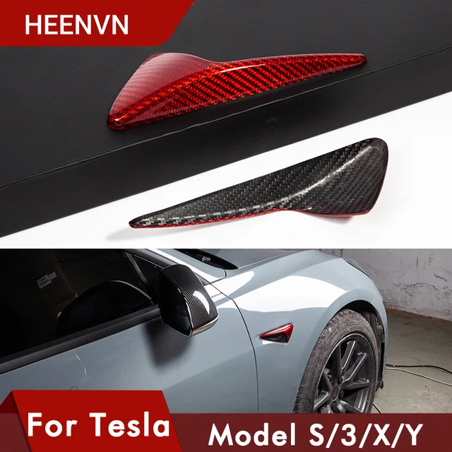 $74.31 Heenvn 2020 New Car Body Camera Protective Cover For Tesla Model 3 S X Y Real Red Carbon Fiber Accessories Model3 Three 2Pcs/Set