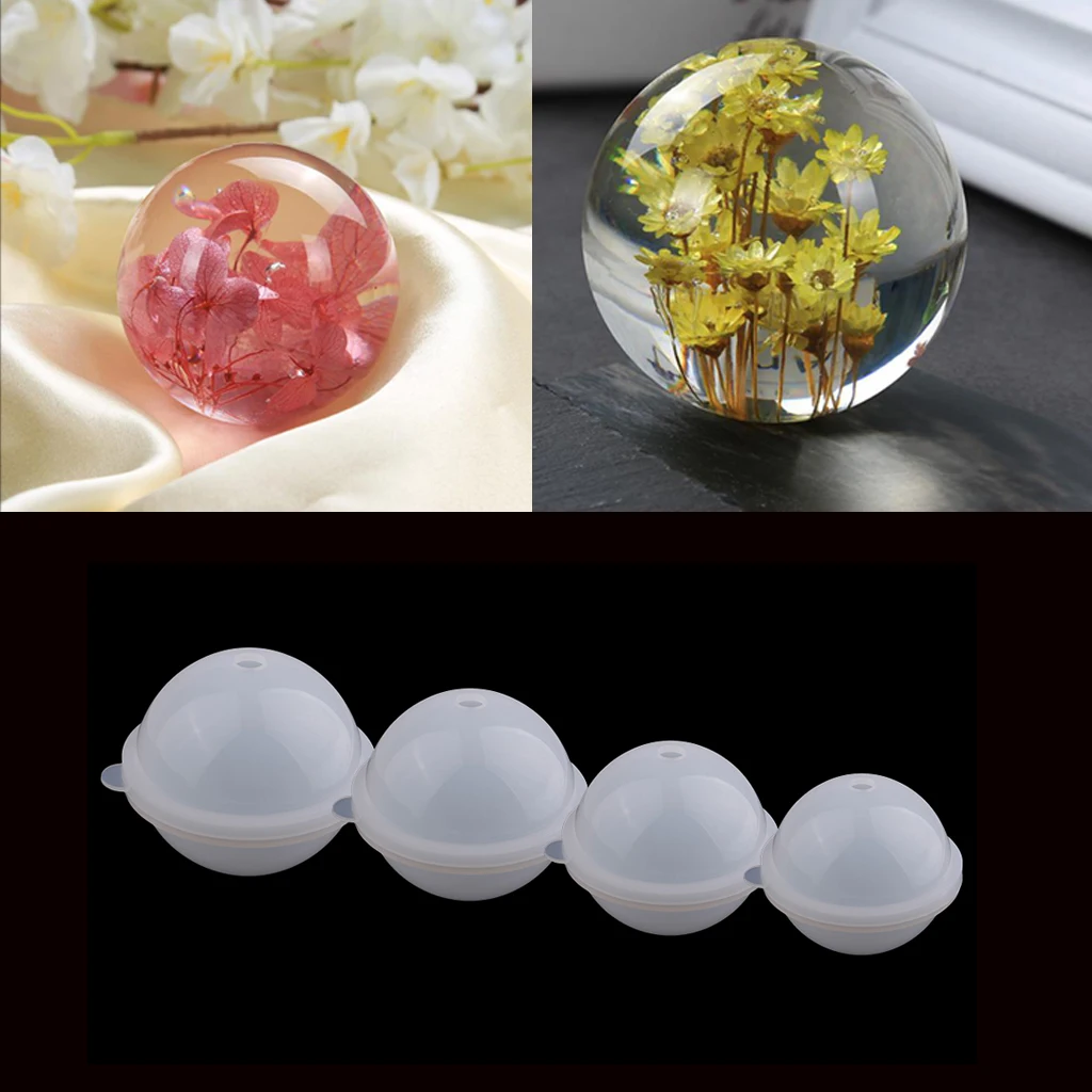 Silicone Large Round Sphere Balls Mould Epoxy Resin Casting DIY Dried Flower Ornament Jewelry Making Mold Tool 70/80/90/100mm