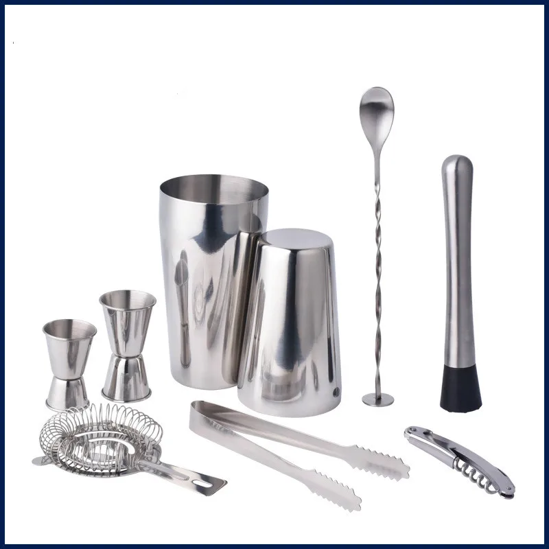 Stainless Steel Boston Cocktail Shaker Set 9 Pieces Glass Bar Professional Bartending Tool Household Wine | Дом и сад