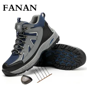

FANAN Safety Work Boots For Men Lightweight Breathable Construction Safety Steel Toe Anti-smashing Men's Sneakers Free shipping