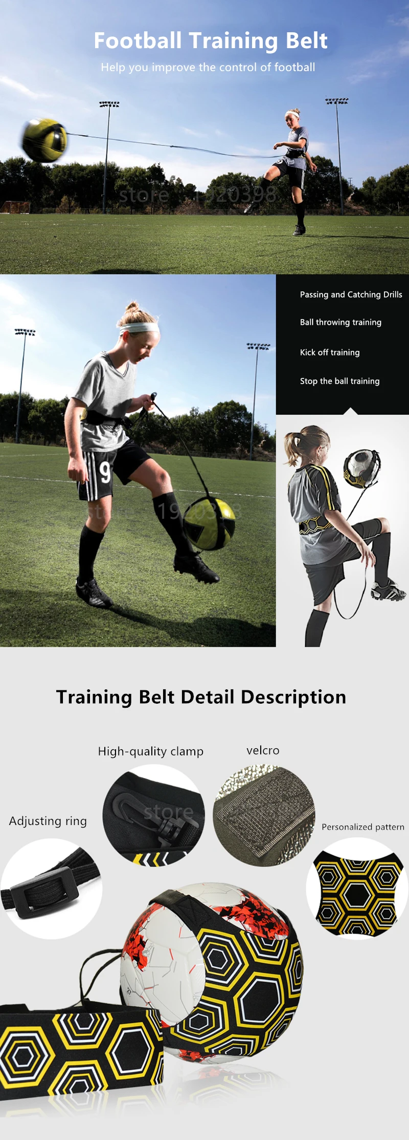Adjustable Football Training Belt Solo Skills Kick Ball Trainer Soccer Ball Practice Belt Soccer