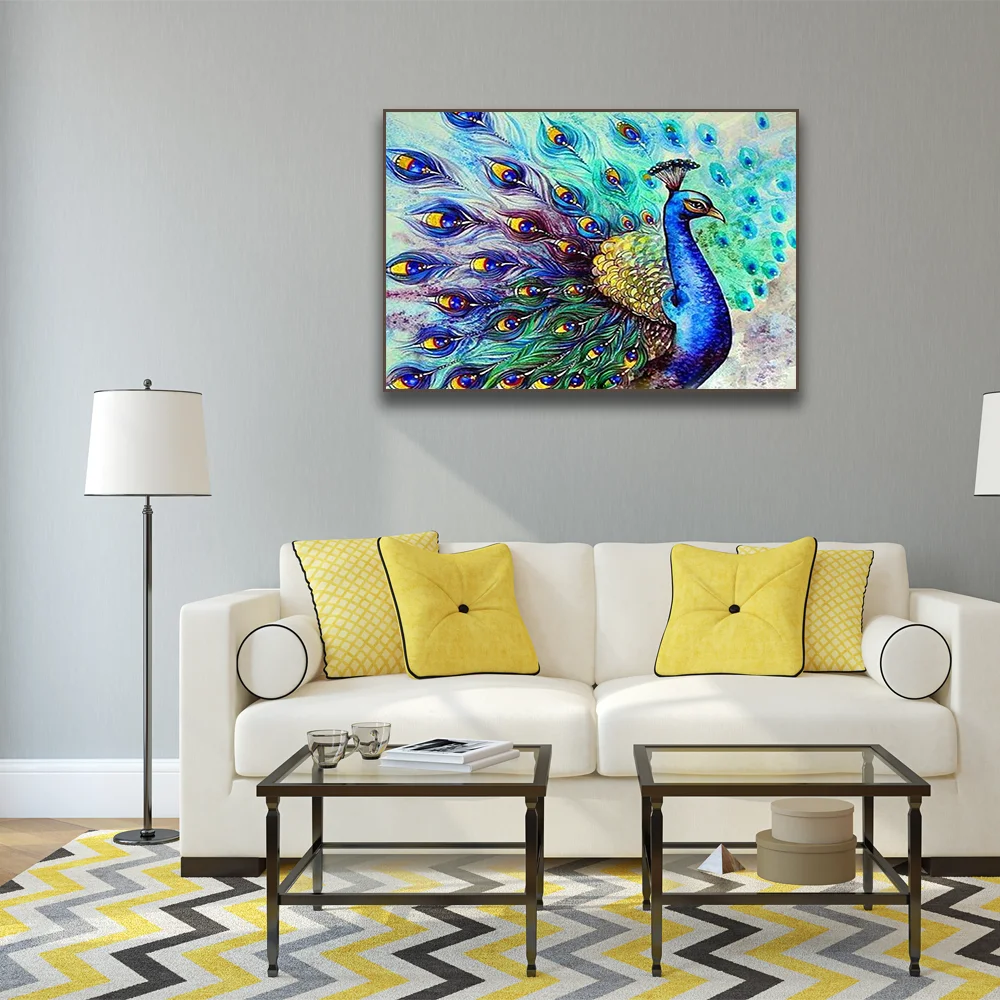 Beautiful Bird Peafowl Paint By Number On Canvas Art Supplies Artist Kit Home Decoration For Living Room Handpainted Unique Gift | Дом и сад