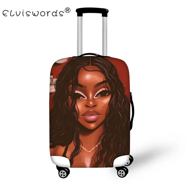 ELVISWORDS Black Girl Magic Afro Lady дорожный защитный чехол на чемодан для 18-30 дюймов аксессуары для путешествий Чехол - Цвет: YQ3716