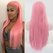 Bombshell, длинные прямые синтетические 13*3 дюйма, парик на кружеве, живой красный розовый, термостойкие волосы из волокна, вечерние парики