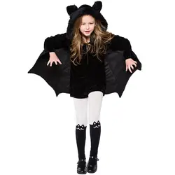 3XL, черный костюм летучей мыши для девочек, комбинезон с капюшоном на Хэллоуин, комбинезон для костюмированной вечеринки с крыльями, Чулки с