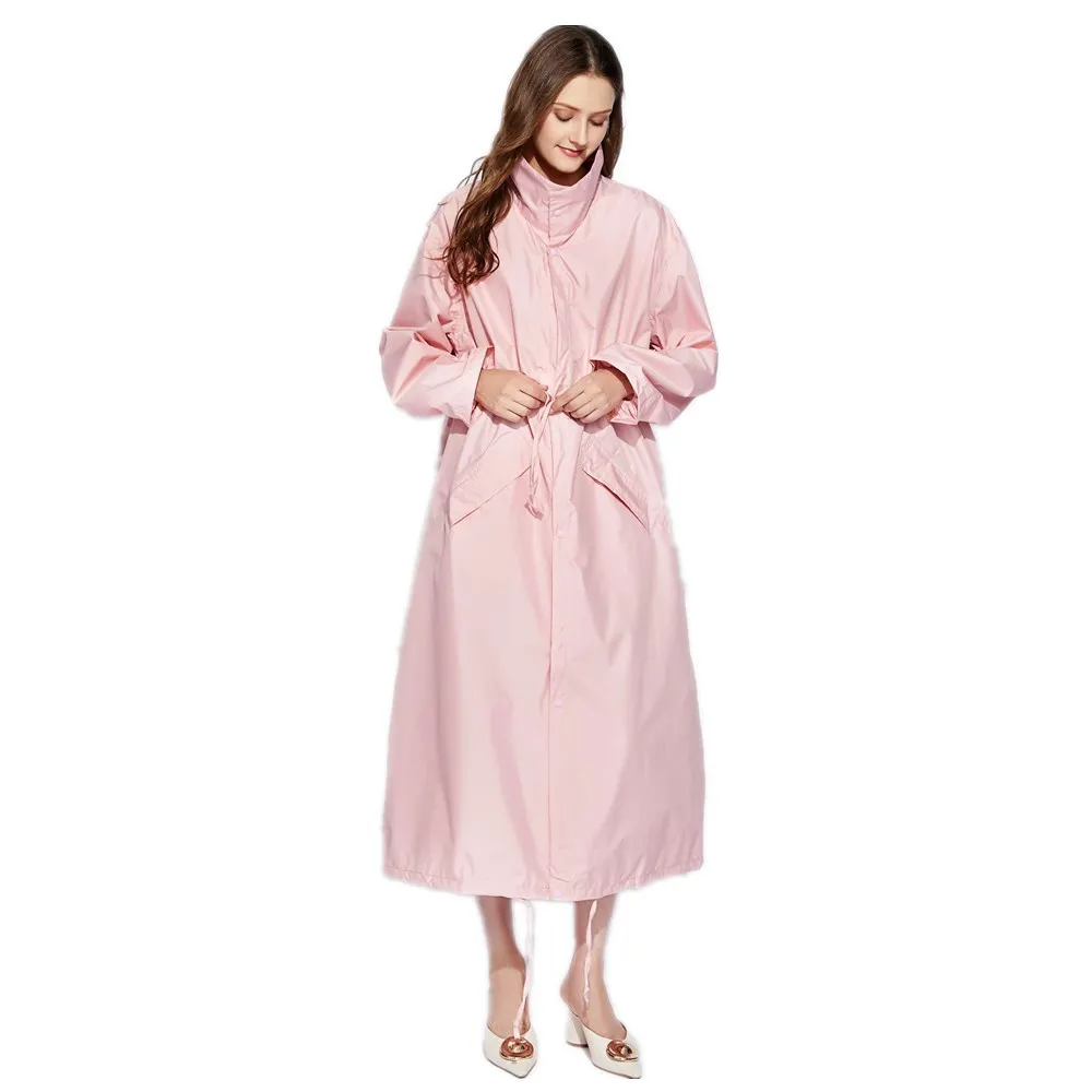Men Women Long Rain Coat Poncho Waterproof Windproof Biker Rainwear