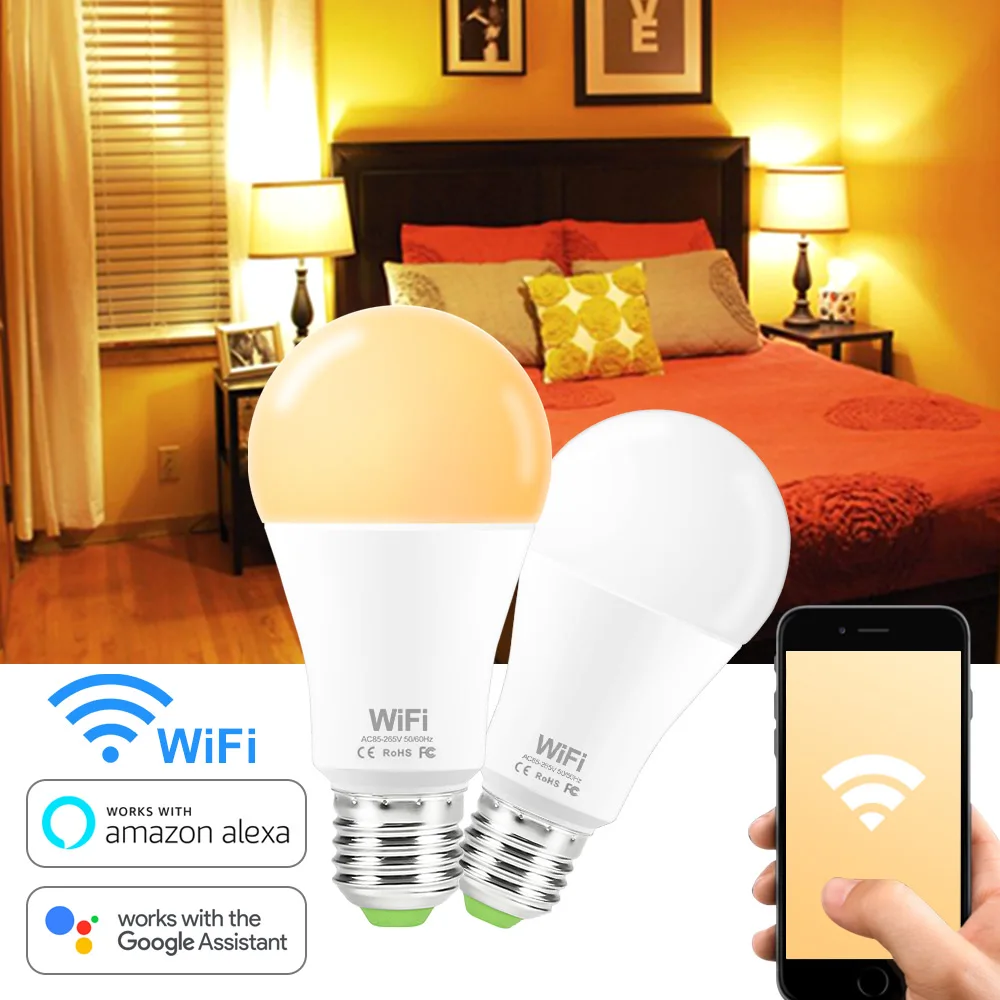 Сверхъяркая светодиодная смарт лампа WiFi с регулируемой яркостью и голосовым