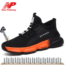 Мужская Рабочая защитная обувь со стальным носком, непромокаемые строительные рабочие ботинки для мужчин