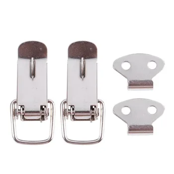 

New 2x Case Chest Spring Loaded Draw Lock stainless steel Toggle Latch Hasp Silver