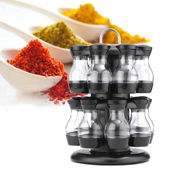

6/16Pcs Rotating Cruet Condiment Seasoning Jars Set For Spices Pepper Holder Sprays Bottles Salt Shakers Kitchen Storage Rack