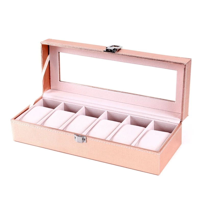 

Special Case for Women Female Girl Friend Wrist Watches Box Storage Collect Pink Pu Leather