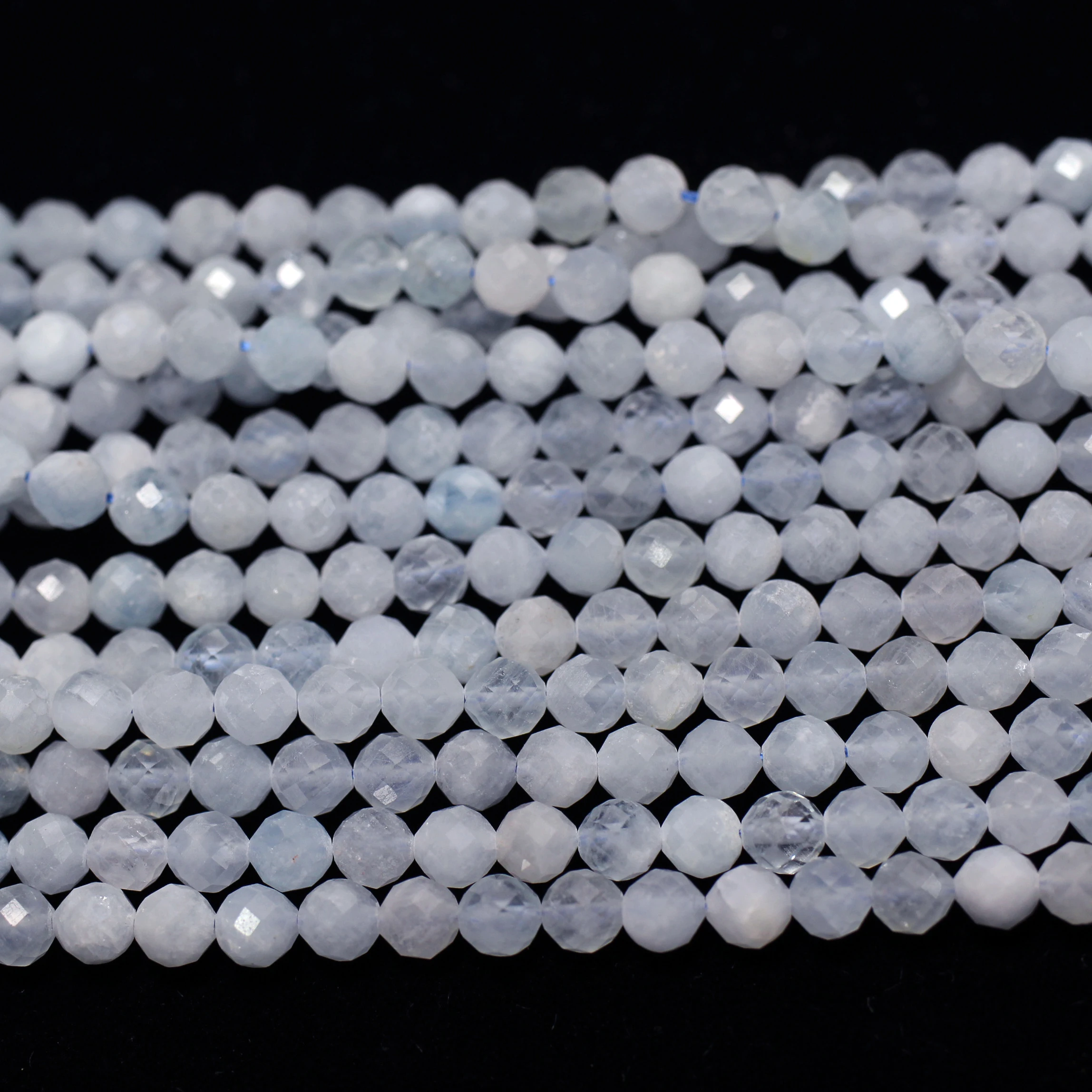 Meihan Natural 4.6mm &amp 5.2mm faceted round aquamarinee handmade loose stone beads for jewelry making design DIY | Украшения и