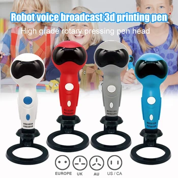

3D Scribble Pen Smart Robot Shape Voices Prompt USB 3D Printing Pen for Children PUO88