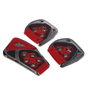 

Red Black Nonslip Pedal Pad Cover 3 Pcs for MT Auto Car