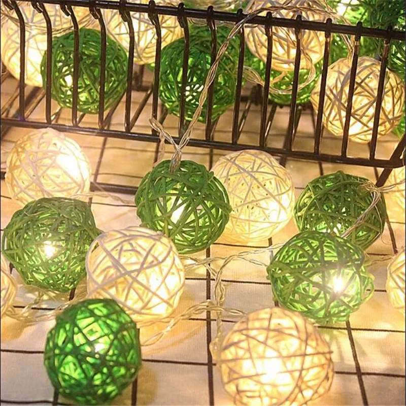 

AIR&TREE-C 40 Luminaria Led Light Rattan Balls Fairy String Decorative Battery Operated Christmas Outdoor Patio Garland Wedding