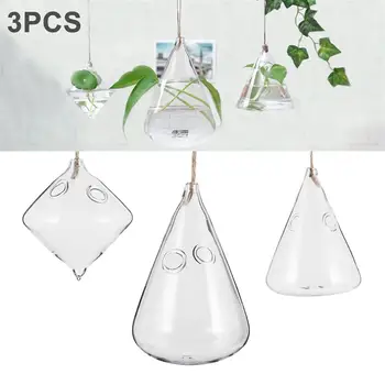 

3Pcs Flower Vase Macetas Decorativas Flower Pot Plant Pot Macetas Vase Fashion Flower Vase Glass Vase For Living Room