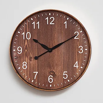 

12 Inches Wall Clock Art Vintage Large Silent Watches Living Room Home Decoration Wooden Clocks Kitchen Modern Design Office