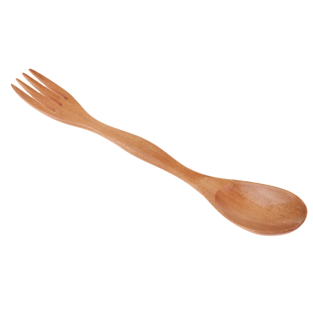Multipurpose Picnic Camping Wood Spork Fork Spoon Cutlery 2 In 1 Combo Utensils
