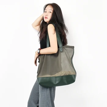 

Women Summer Shoulder Bag Nylon Mesh Portable Canvas Fashionable Travel Crossbody Bags Casual Large Capacity Handbag