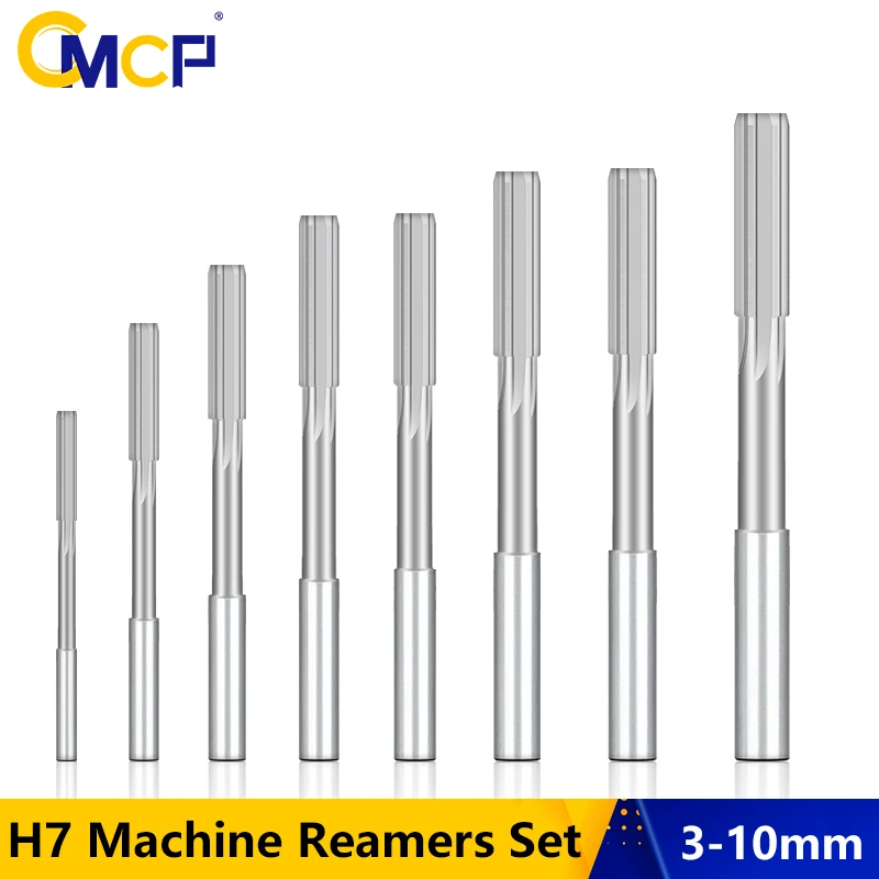 thumbnail image 2 of 8pc HSS Straight Shank Machine Reamer Set - Sizes 3,4,5,6,7,8,9,10mm For Drilling & Milling 2 of 14
