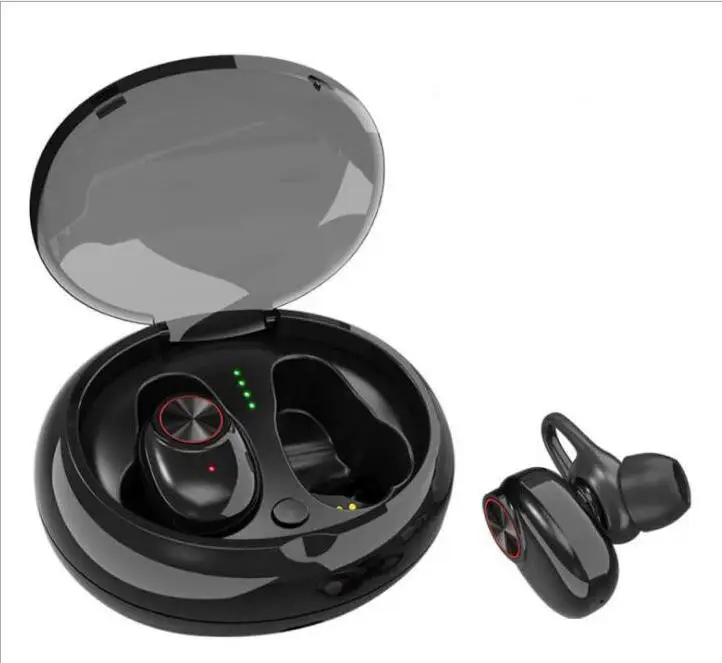 V5 TWS мини беспроводные Bluetooth наушники 5,0 водонепроницаемые спортивные наушники-вкладыши стерео длинная резервная гарнитура с зарядным устройством для микрофона - Цвет: Черный