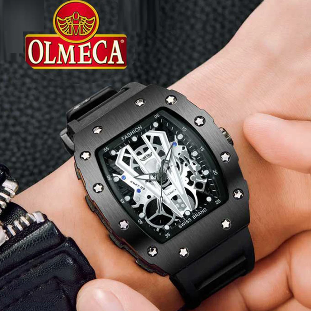 

OLMECA 2019 New Men Quartz Watch 2019 Silicone Band Fashion Multifunction 3ATM Waterproof Luminous Display Sport Wristwatch Man