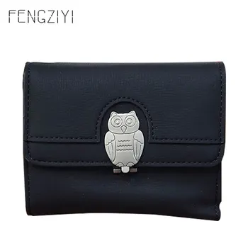 

Fashion Short Women's Wallets Soft Side Women's Wallet Made Of Leather Hardware Owl Women Purses Polyester Lady Small Wallet
