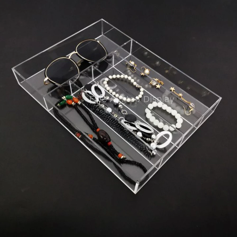 Fashion Clear Acrylic Diy Finding Case Ring Showing Tray Jewelry Holder Sunglasses Display Bracelet Beads Storage Box Organizer