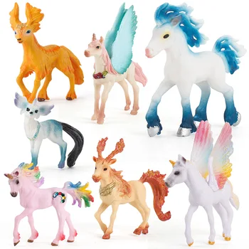 

European Mythology Pegasus Unicorn Figurine Fairy Horse Unicorn Fox Elk Animal Model Children Birthday Christmas Gift Toys