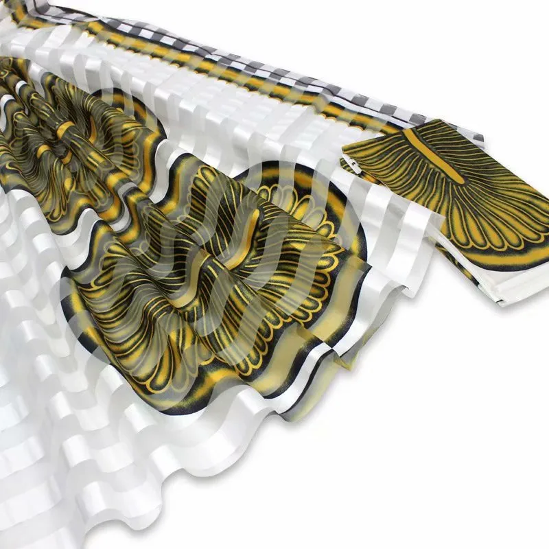 Африканская восковая лента, Шелковый воск, Анкара,, атласная ткань, 4 Ярда, audel/modell, хлопковая ткань для платья+ 2 ярда, шифон, YBG112619