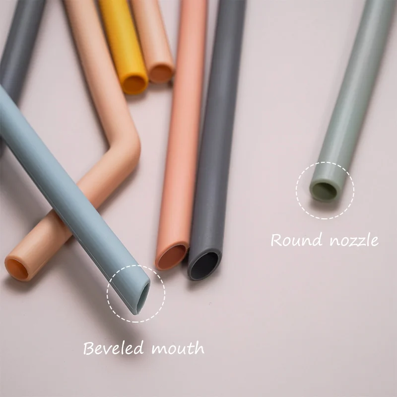 Reusable Solid Color Silicone Straws Food Grade Foldable Flexible Bent Straight Drinking Straws Kids' Party Supplies Bar Tools 5