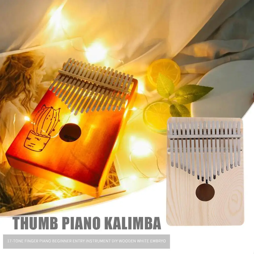 17 клавиш Kalimba большой палец пианино Африканский DIY Дерево Белый Sanza Mbira Play